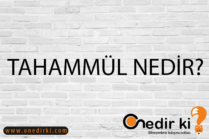 TAHAMMÜL NEDİR? 1