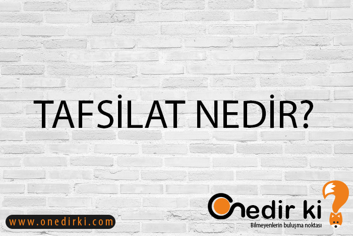 TAFSİLAT NEDİR? 1