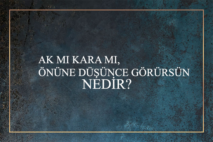 Ak Mı Kara mı, Önüne Düşünce Görürsün Nedir? 1