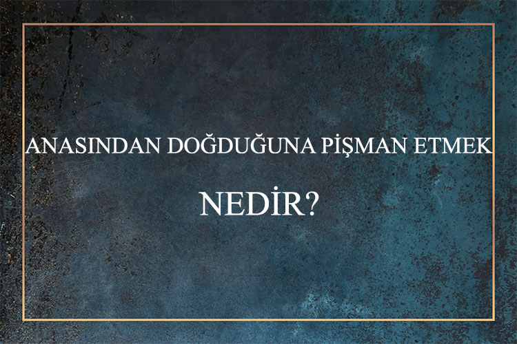 Anasından Doğduğuna Pişman Etmek Nedir? 5