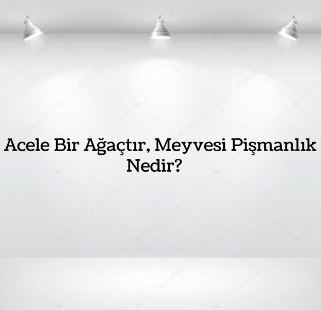 Acele Bir Ağaçtır, Meyvesi Pişmanlık Nedir? 1