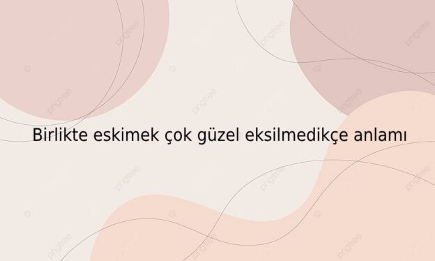 Birlikte eskimek çok güzel eksilmedikçe anlamı 1