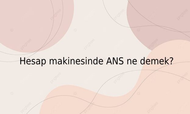 Hesap makinesinde ANS ne demek? 1