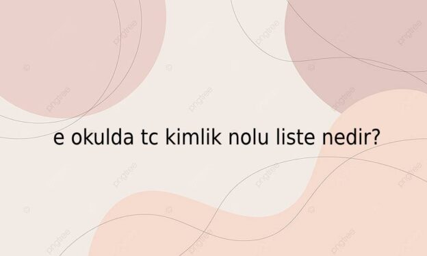 e okulda tc kimlik nolu liste nedir? 1