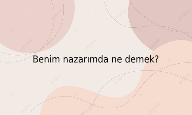 Benim nazarımda ne demek? 1