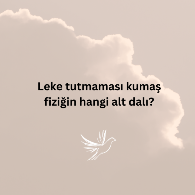 Leke tutmaması kumaş fiziğin hangi alt dalı? 1
