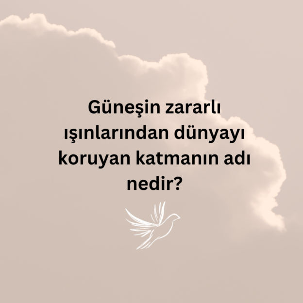 Güneşin zararlı ışınlarından dünyayı koruyan katmanın adı nedir? 1