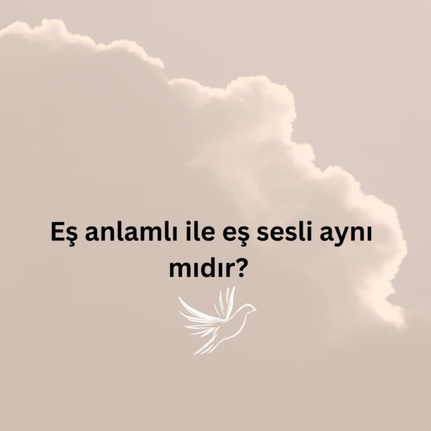 Eş anlamlı ile eş sesli aynı mıdır? 5