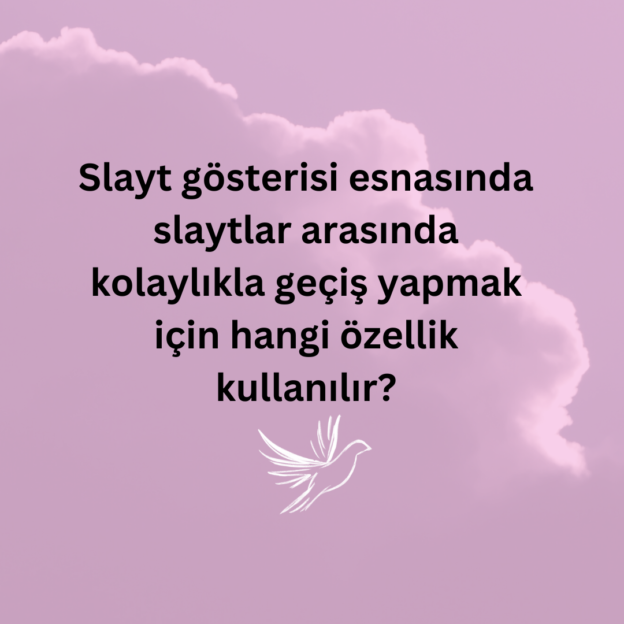 Slayt gösterisi esnasında slaytlar arasında kolaylıkla geçiş yapmak için hangi özellik kullanılır? 1