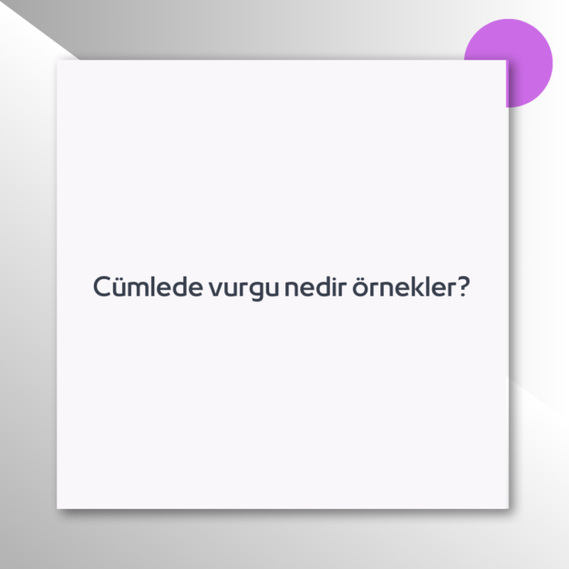 Cümlede vurgu nedir örnekler? 8