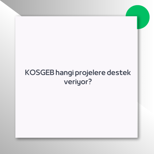 KOSGEB hangi projelere destek veriyor?