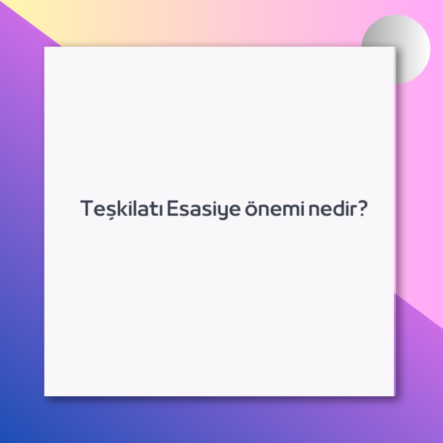Teşkilatı Esasiye önemi nedir?