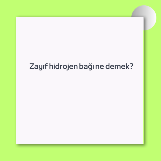 Zayıf hidrojen bağı ne demek?